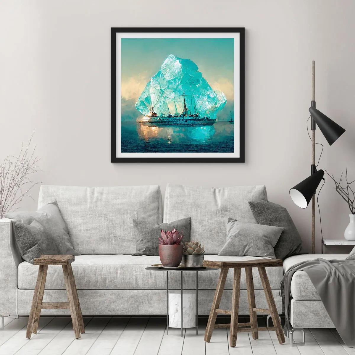 Affiche dans un cadre noir - Poster - Diamant arctique - 50x50 cm