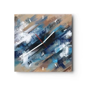 Horloge murale - Pendule murale - Diagonale de bleus - 40x40 cm