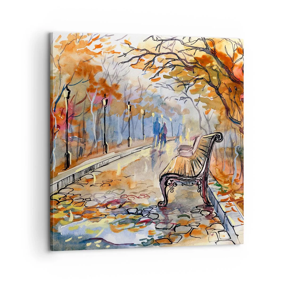 Impression sur toile - Image sur toile - Errer ensemble à l'automne - 60x60 cm
