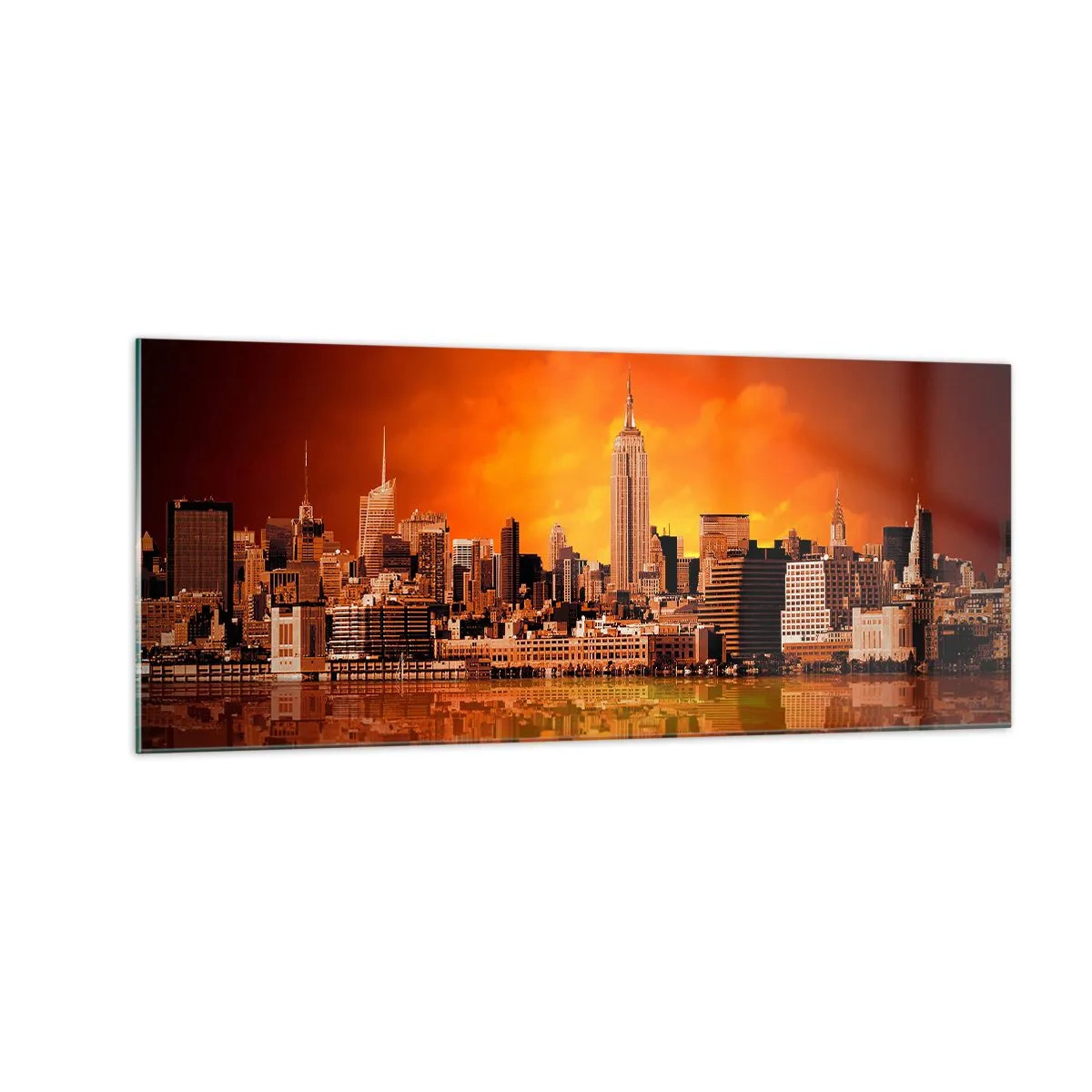 Impression sur verre - Image sur verre - Panorama de grande ville en jaune et bronze - 100x40 cm
