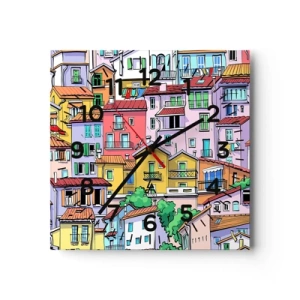 Horloge murale - Pendule murale - Ville joyeuse - 30x30 cm