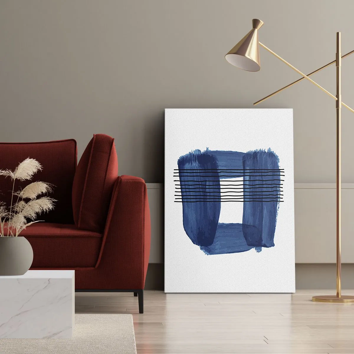 Impression sur toile - Image sur toile - Composition noire-bleue - 55x100 cm