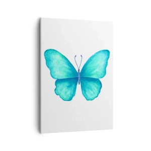 Impression sur toile - Image sur toile - Papillon bleu en style aquarelle sur fond blanc - 50x70cm - Nature turquoise - Décoration murale moderne pour le salon et la chambre ARTTOR