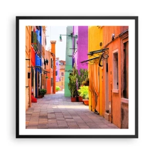 Affiche dans un cadre noir - Poster - Allée arc-en-ciel - 60x60 cm