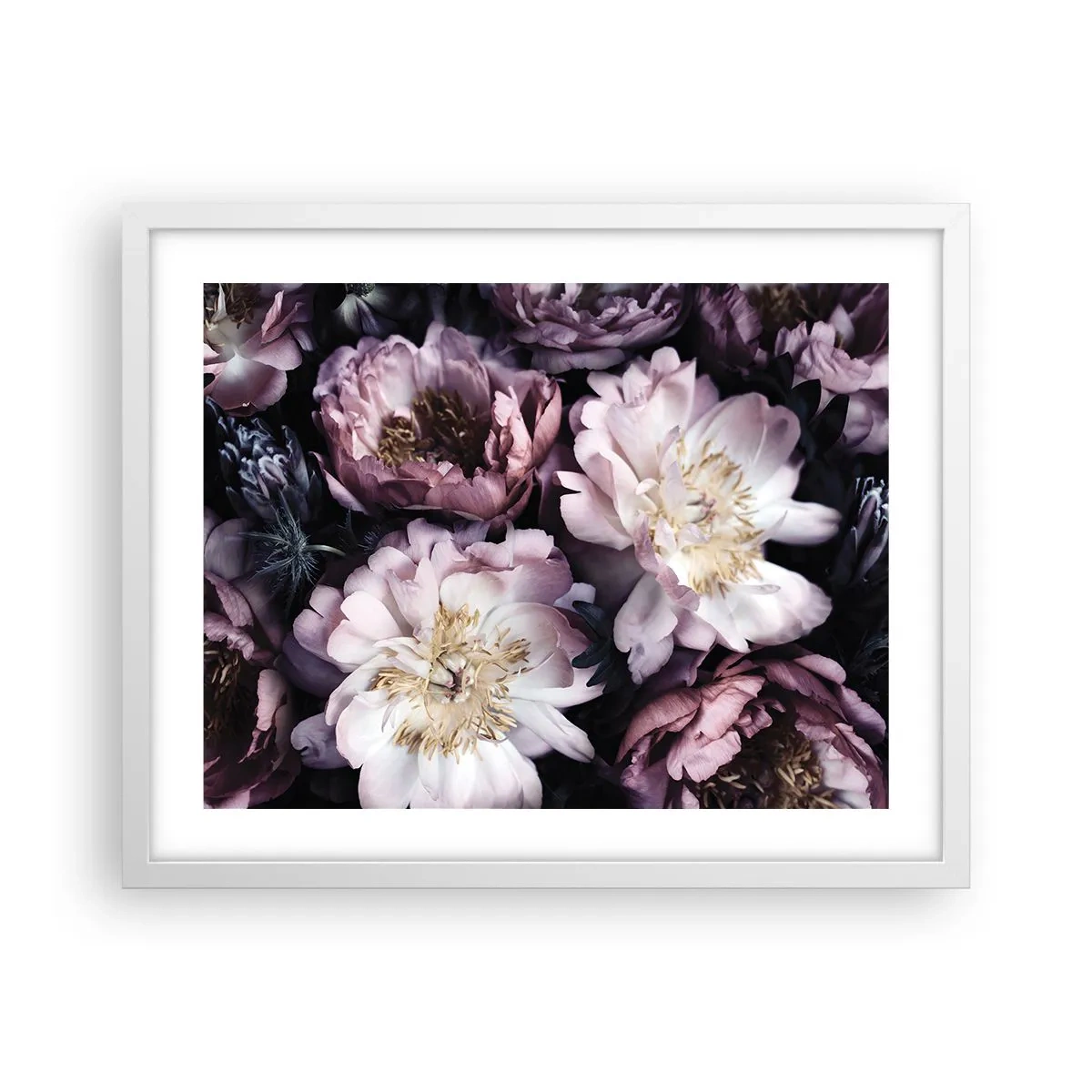 Affiche dans un cadre blanc - Poster - Bouquet à l'ancienne - 50x40 cm