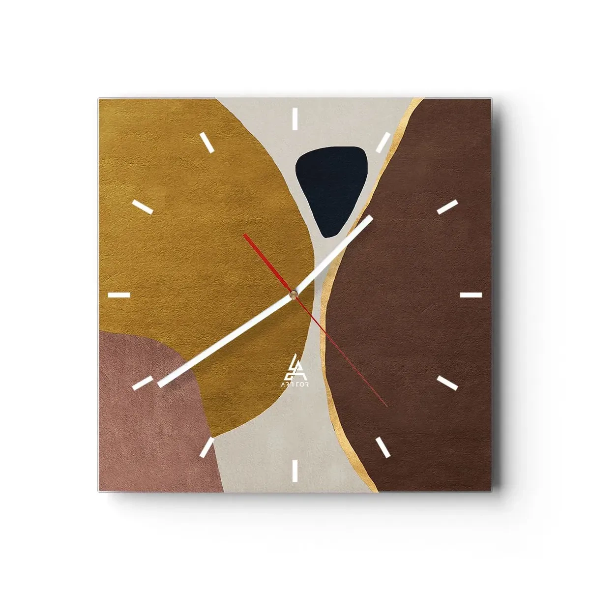 Horloge murale - Pendule murale - Une composition abstraite avec des formes géométriques aux couleurs chaudes. - 30x30cm - L'abstraction – une place dans l'espace - Décoration murale moderne pour le salon et la chambre ARTTOR