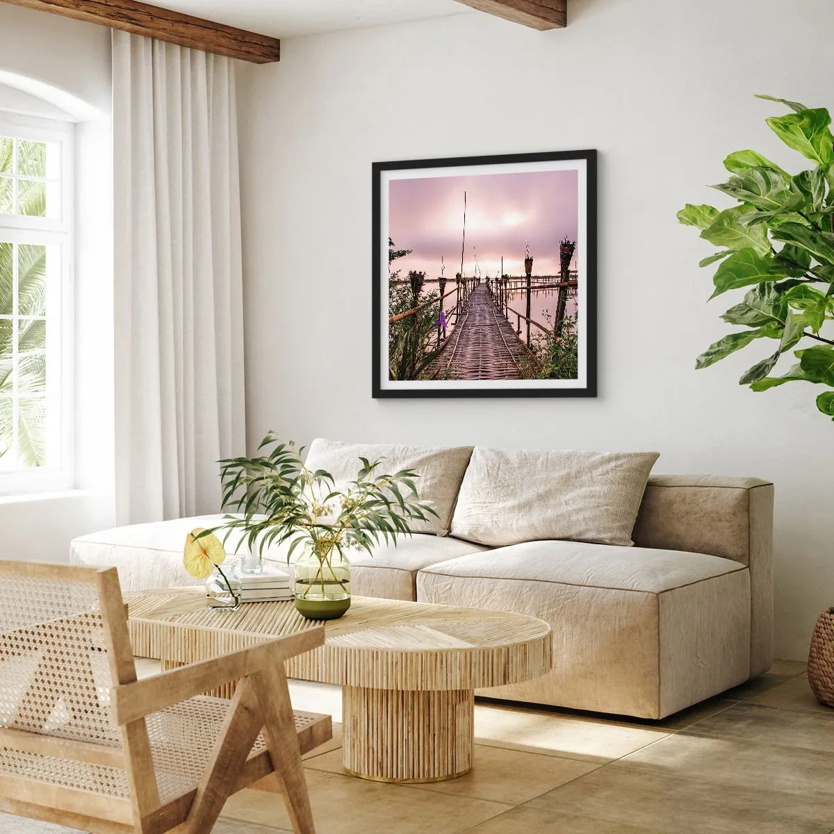 Affiche dans un cadre noir - Poster - Le silence et le calme d'Asie - 60x60 cm