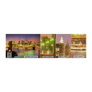 Échantillon de Papier Peint Premium Canvas - Ici la lumière ne s'éteint jamais - Ville, New York, le pont de Brooklyn - 100x30 cm