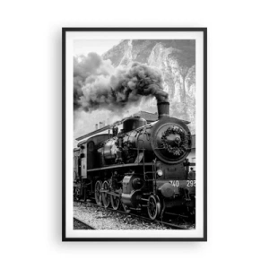 Affiche dans un cadre noir - Poster - Attend à la gare... - 61x91 cm