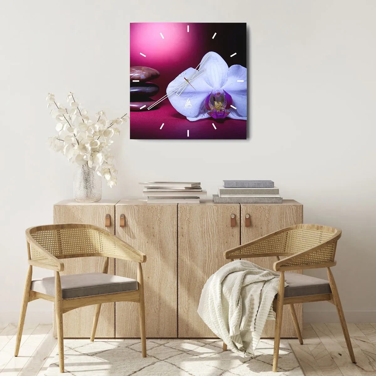 Horloge murale - Pendule murale - Une étude de fraîcheur en violet - 40x40 cm