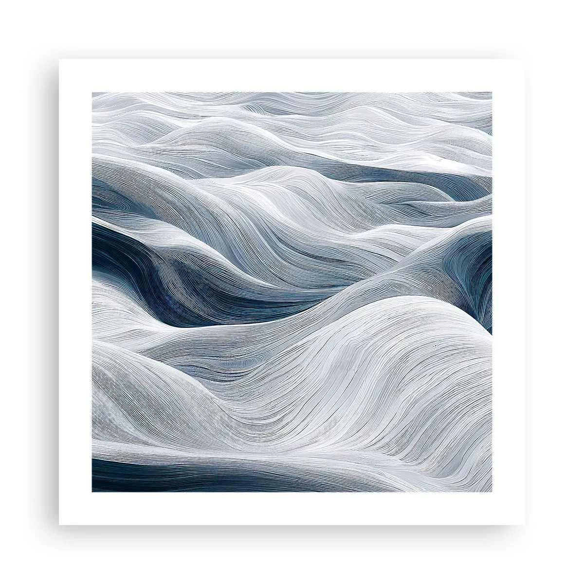 Affiche - Poster - Vagues blanches et bleues - 50x50 cm