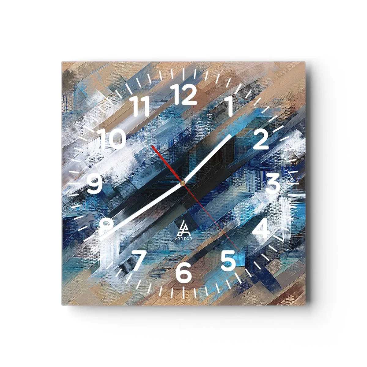 Horloge murale - Pendule murale - Diagonale de bleus - 40x40 cm