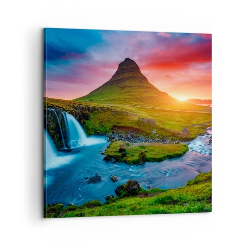 Impression sur toile - Image sur toile - Islande - feu et eau - 60x60 cm