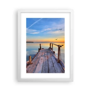 Affiche dans un cadre blanc - Poster - Marcher droit vers le soleil - 30x40 cm