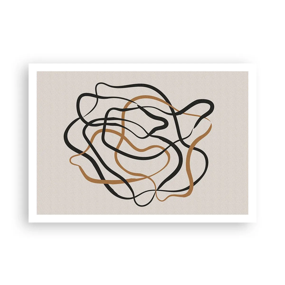 Affiche - Poster - Lignes emmêlées en noir et or sur fond clair - 100x70cm - Tout s'est mal déroulé - Décoration murale moderne pour le salon et la chambre ARTTOR