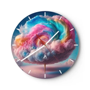 Horloge murale - Pendule murale - Un arbre à nuages fantastique aux couleurs pastel - 30x30cm - Le rêve d'un parc d'attractions - Décoration murale moderne pour le salon, la cuisine et la chambre ARTTOR