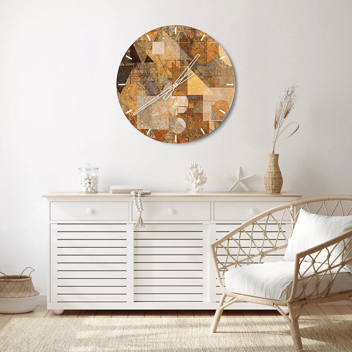 Horloge murale - Pendule murale - Étude cubique de marron - 30x30 cm