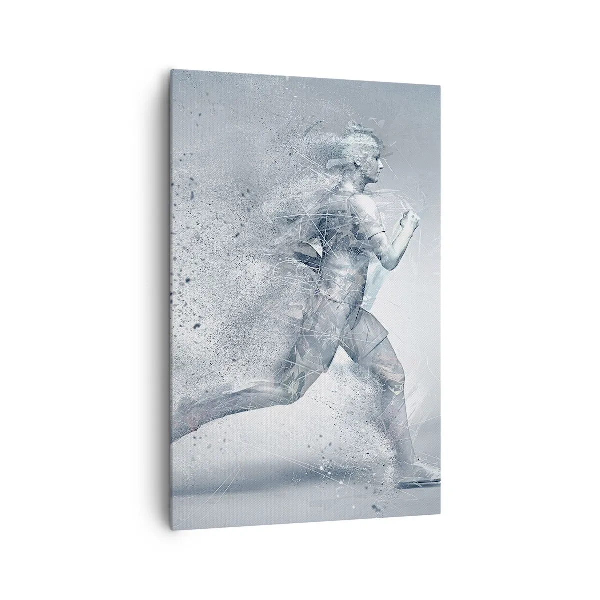 Impression sur toile - Image sur toile - Une figure dynamique courant dans un style abstrait - 80x120cm - Une énergie cristalline - Décoration murale moderne pour le salon et la chambre ARTTOR