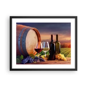 Affiche dans un cadre noir - Poster - Ici la vie a du goût - 50x40 cm