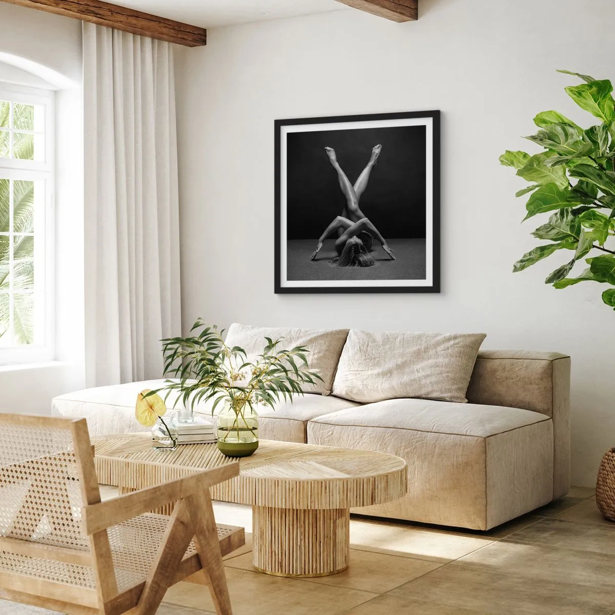 Affiche dans un cadre noir - Poster - Géométrie de la nudité - 50x50 cm
