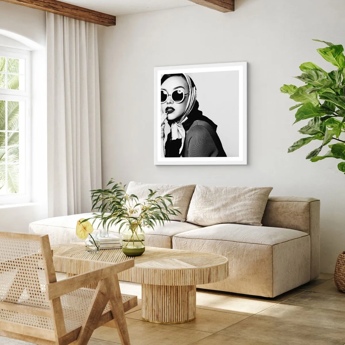 Affiche dans un cadre blanc - Poster - Salutations des années 60 - 60x60 cm