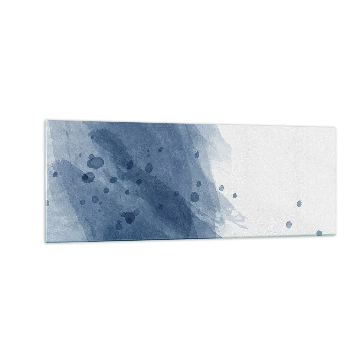Impression sur verre - Image sur verre - Taches et stries abstraites dans des tons de bleu - 140x50cm - Tulle bleu - Décoration murale moderne pour le salon et la chambre ARTTOR