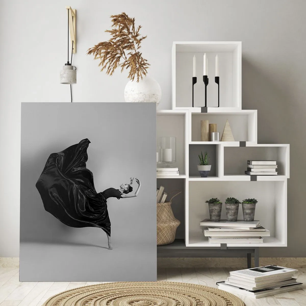 Impression sur verre - Image sur verre - Une danseuse élégante en robe noire en mouvement - 70x100cm - Musique ailées - Décoration murale moderne pour le salon et la chambre ARTTOR