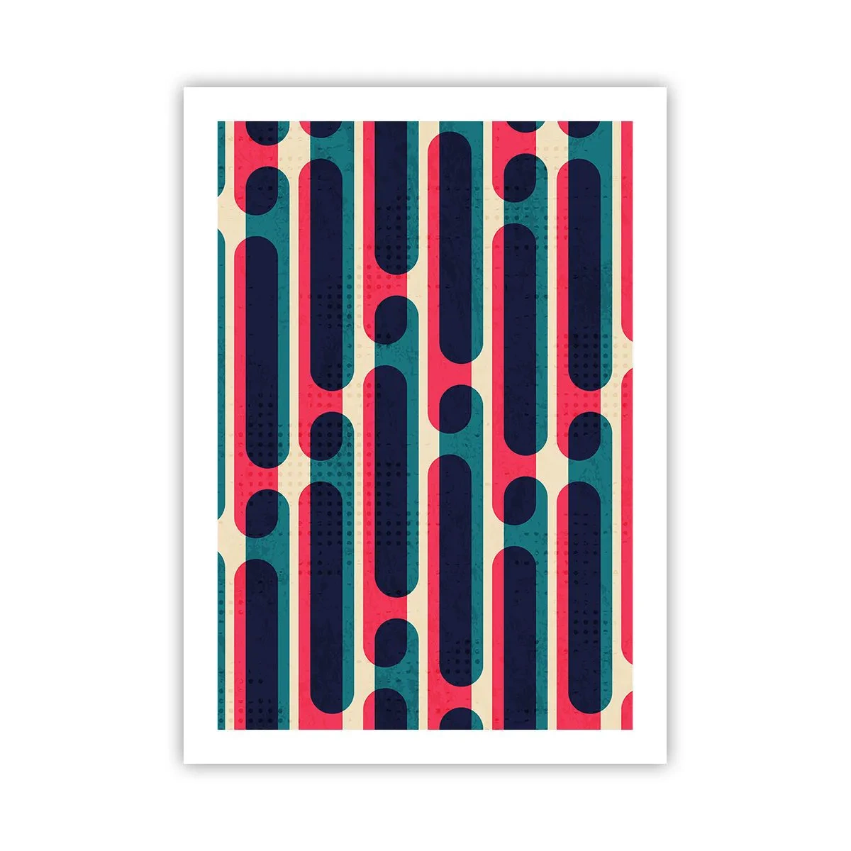 Affiche - Poster - Motif géométrique dans les tons de rouge et de bleu - 50x70cm - En profondeur et sur l'avant - Décoration murale moderne pour le salon et la chambre ARTTOR