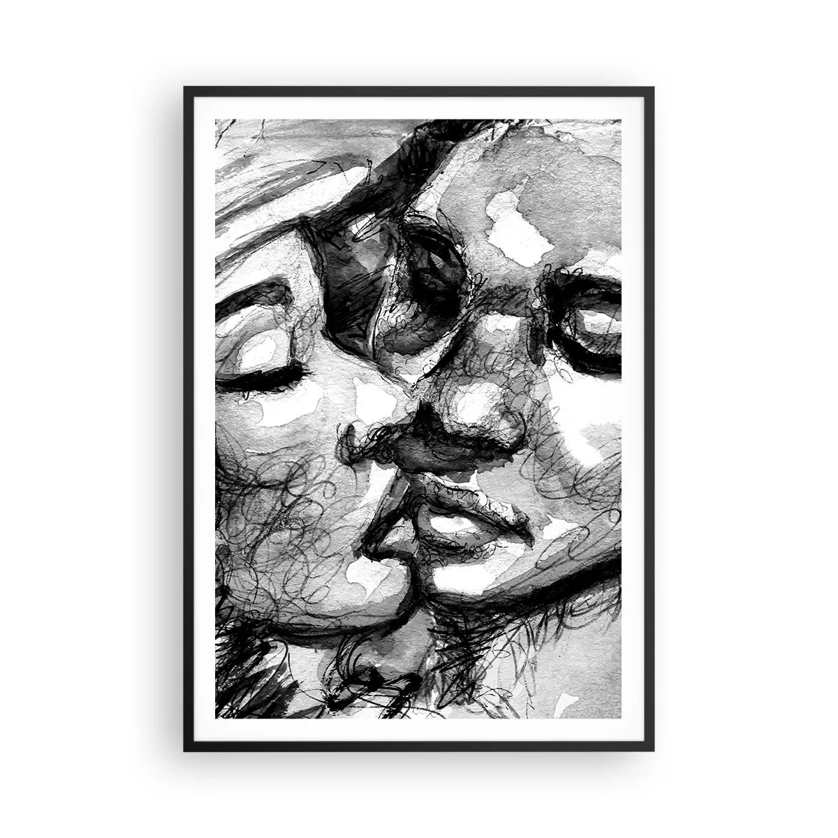 Affiche dans un cadre noir - Poster - Un moment tendre - 70x100 cm