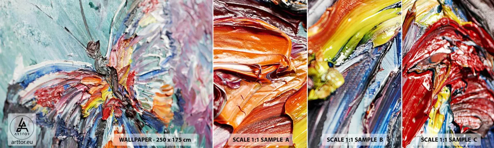 Échantillon de Papier Peint Autocollant Deluxe Sticker - Peint par nature - Abstraction, Papillon, Morceau - 100x30 cm