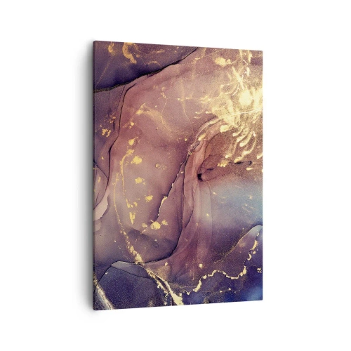 Impression sur toile - Image sur toile - Composition abstraite aux nuances d'or et de violet - 50x70cm - Matière et esprit - Décoration murale moderne pour le salon et la chambre ARTTOR