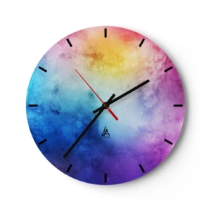 Horloge murale - Pendule murale - Un dégradé coloré dominé par le bleu, le violet et le jaune. - 30x30cm - Presque au septième ciel - Décoration murale moderne pour le salon, la cuisine et la chambre ARTTOR