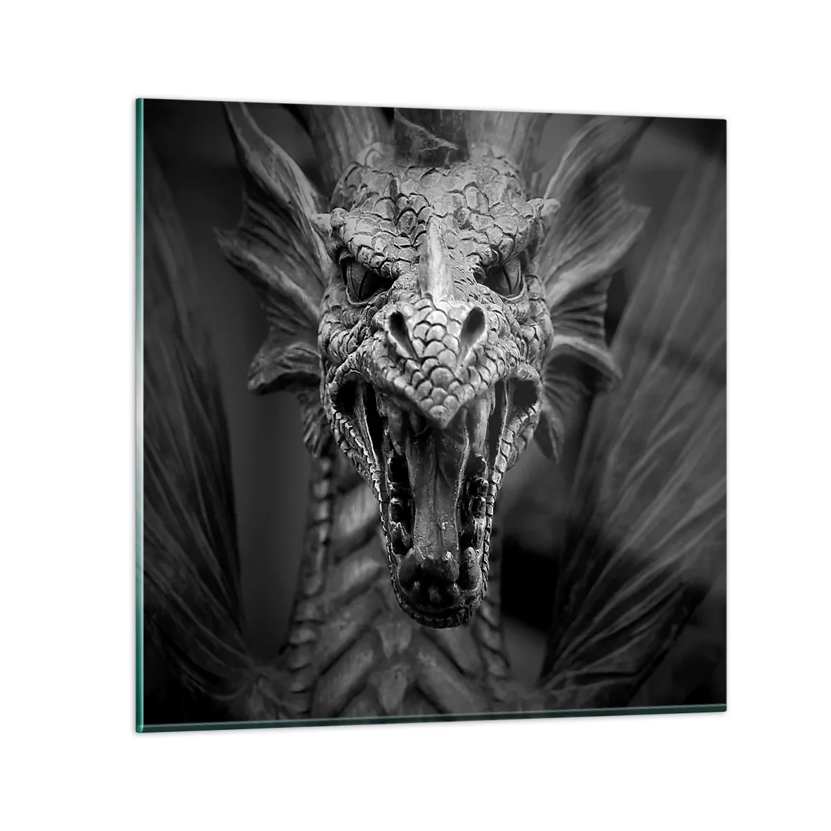 Impression sur verre - Image sur verre - Un dragon imaginaire grisâtre - 70x70 cm