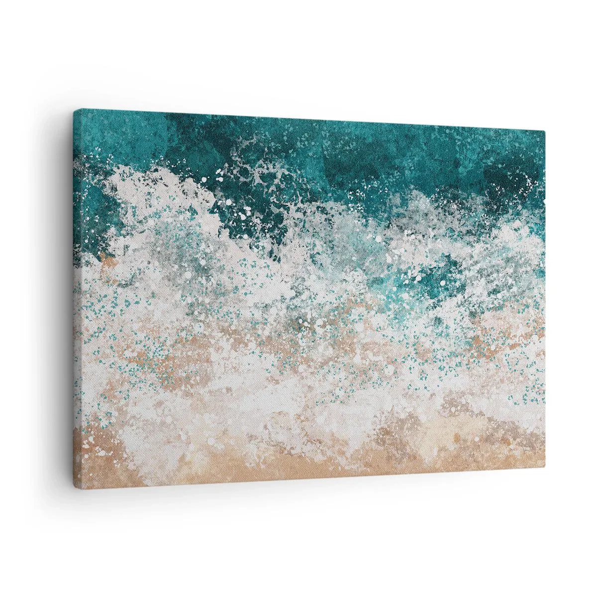 Impression sur toile - Image sur toile - Vague de mer abstraite dans des tons turquoise et beige - 70x50cm - Histoires de la mer - Décoration murale moderne pour le salon et la chambre ARTTOR