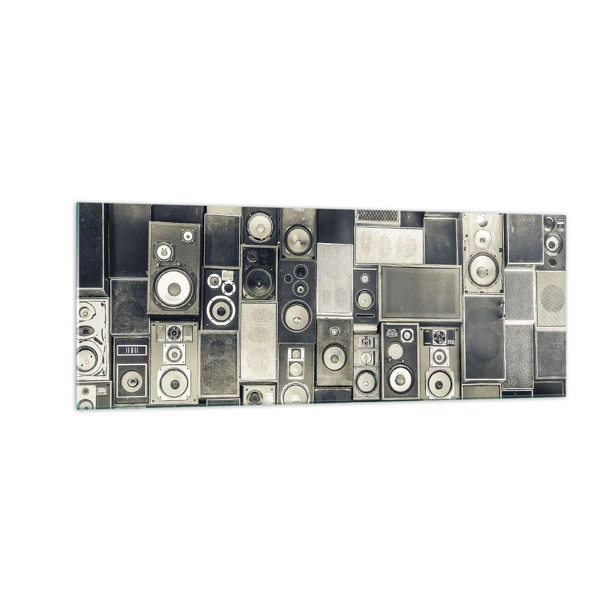 Impression sur verre - Image sur verre - Collection d'enceintes de style rétro - 140x50cm - Tout va bien - Décoration murale moderne pour le salon et la chambre ARTTOR