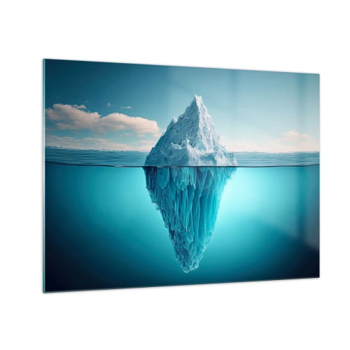 Impression sur verre - Image sur verre - Un iceberg flottant dans l'océan dont une partie est visible sous l'eau. - 70x50cm - Reine de Glace - Décoration murale moderne pour le salon et la chambre ARTTOR
