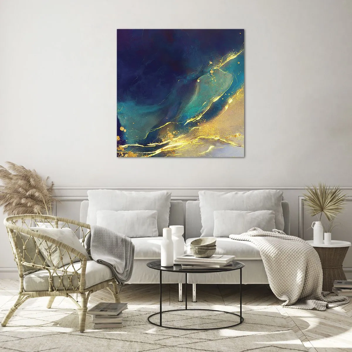 Impression sur verre - Image sur verre - Coulée d'or - 70x70 cm