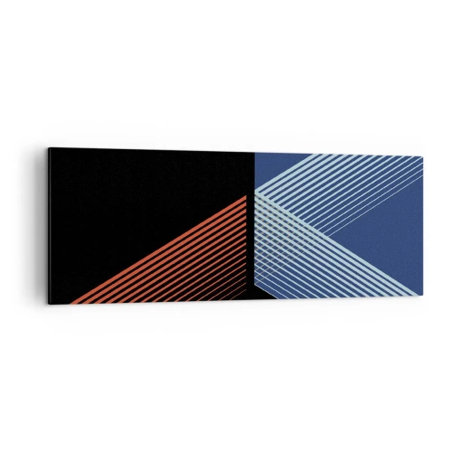 Impression sur toile - Image sur toile - Lignes géométriques dans les tons de rouge et de bleu - 140x50cm - Histoire simple - Décoration murale moderne pour le salon et la chambre ARTTOR