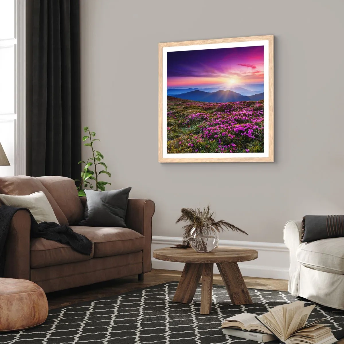 Affiche dans un chêne clair - Poster - Les herbes sentaient les grappes fraîches de la récolte - 40x40 cm