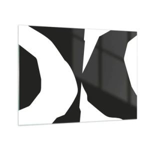 Impression sur verre - Image sur verre - Composition graphique en noir et blanc dans un style contrasté positif-négatif - 70x50cm - Positif négatif - Décoration murale moderne pour le salon et la chambre ARTTOR