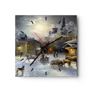 Horloge murale - Pendule murale - La magie de l'hiver russe - 40x40 cm