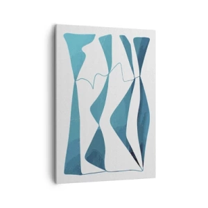 Impression sur toile - Image sur toile - Formes abstraites dans des tons de bleu sur fond blanc - 50x70cm - Abstraction : composé turquoise - Décoration murale moderne pour le salon et la chambre ARTTOR