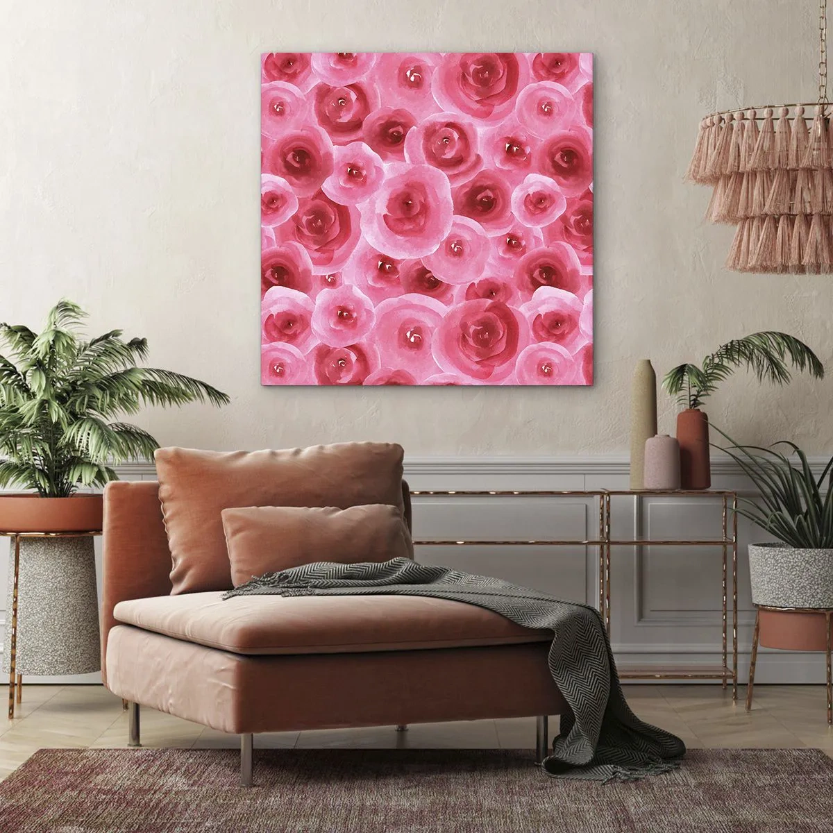 Impression sur toile - Image sur toile - Roses en-haut et en-bas - 30x30 cm