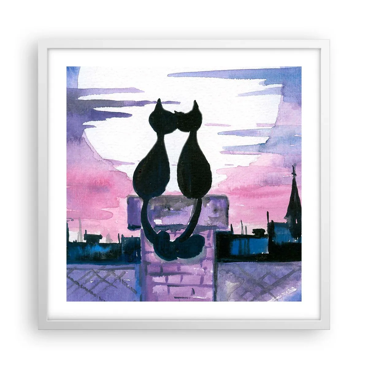 Affiche dans un cadre blanc - Poster - Rendez-vous sous la lune - 50x50 cm