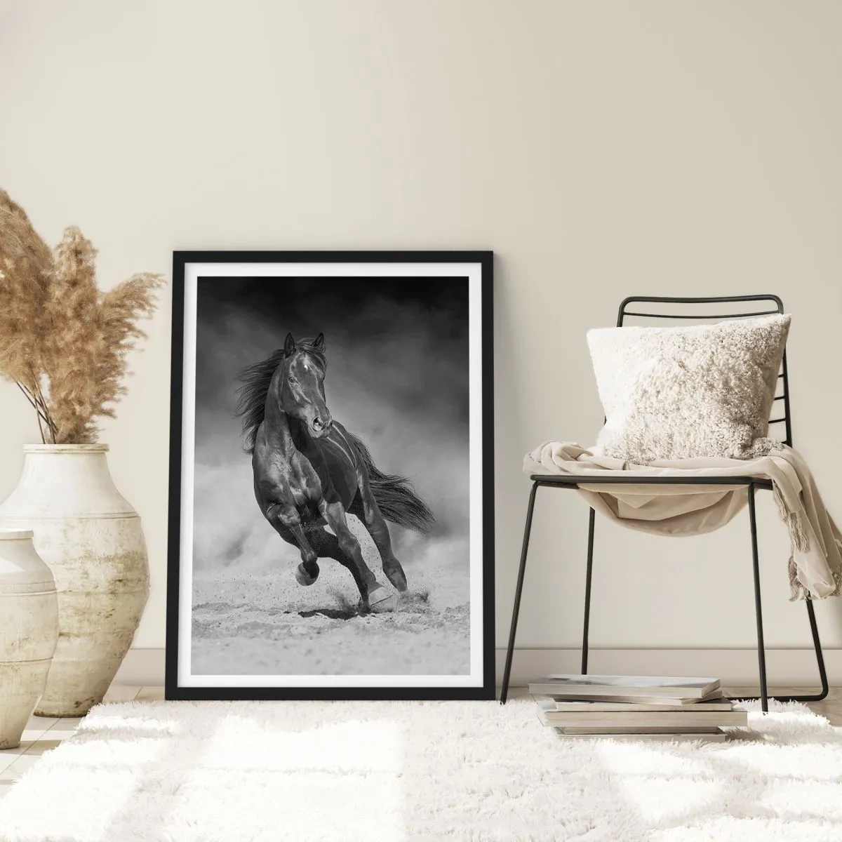 Affiche dans un cadre noir - Poster - Un outsider dans une course dynamique - 50x70cm - Digne de l'émir lui-même - Décoration murale moderne pour le salon et la chambre ARTTOR