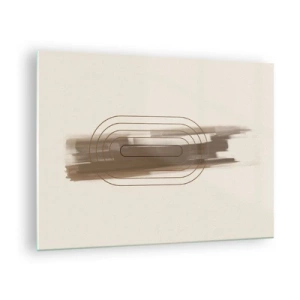 Impression sur verre - Image sur verre - Abstraction dans les tons de marron avec un motif minimaliste - 70x50cm - Parfum de gris - Décoration murale moderne pour le salon et la chambre ARTTOR