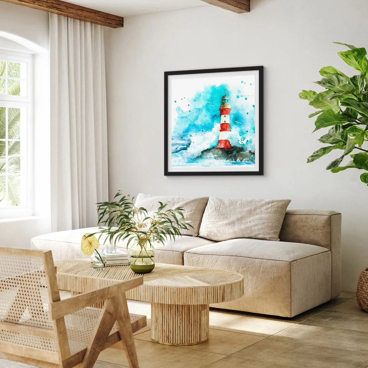 Affiche dans un cadre noir - Poster - Unité des éléments - 40x40 cm