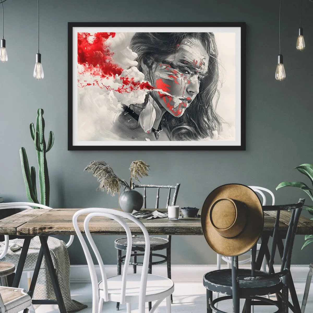 Affiche dans un cadre noir - Poster - Dans les fumées de l'absurde - 40x30 cm