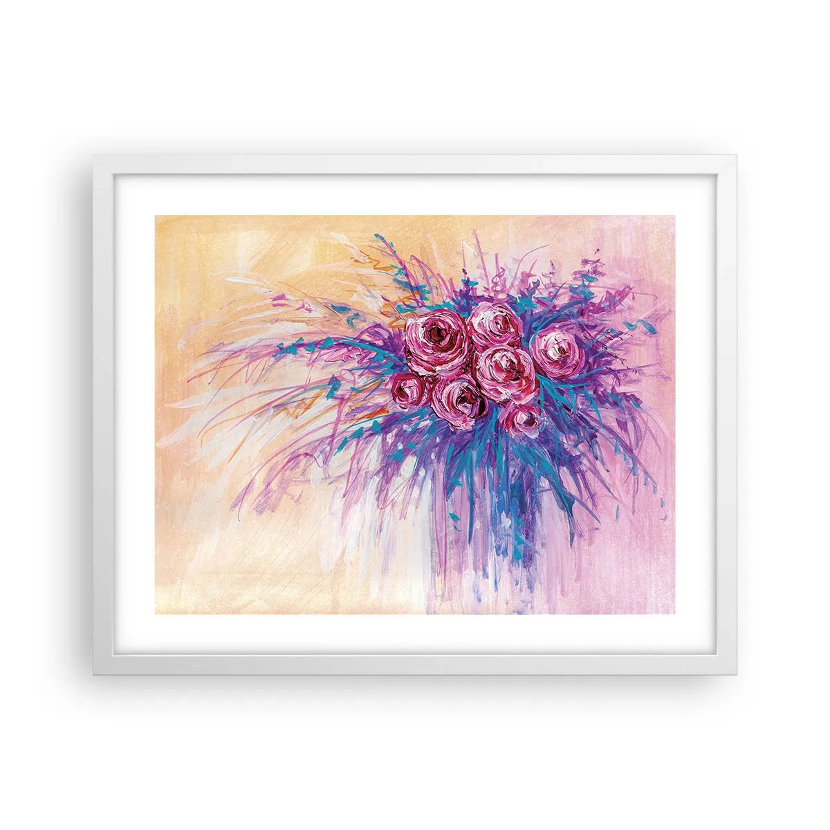 Affiche dans un cadre blanc - Poster - Fontaine aux roses - 50x40 cm