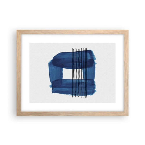 Affiche dans un chêne clair - Poster - Composition noire-bleue - 40x30 cm